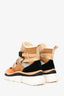 Chloe Brown/Orange Suede/Leather Shearling Lined High Top Sneakers Size 38