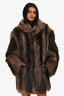 Vintage Raccoon Fur Brown Midi Coat Size M/L