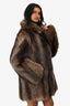 Vintage Raccoon Fur Brown Midi Coat Size M/L