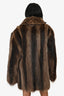 Vintage Raccoon Fur Brown Midi Coat Size M/L
