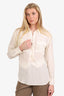 Equipment Cream Silk Lace-up Detail Blouse Size S
