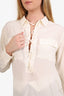Equipment Cream Silk Lace-up Detail Blouse Size S