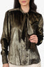 Frame Gold Metallic Tie Front Blouse Size S
