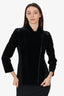 Akris Punto Black Velvet & Jersey Biker Moto Jacket Size 6