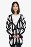 Valentino Black/White Logo Print Knit Cardigan Size S