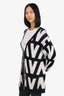 Valentino Black/White Logo Print Knit Cardigan Size S
