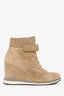 Prada Beige Suede Leather Wedge Heel High Top Sneakers Size 38