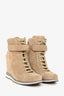 Prada Beige Suede Leather Wedge Heel High Top Sneakers Size 38