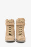 Prada Beige Suede Leather Wedge Heel High Top Sneakers Size 38
