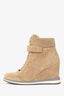 Prada Beige Suede Leather Wedge Heel High Top Sneakers Size 38