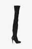 Pre-Loved Chanel™ Black Leather Texture Thigh High Boots Size 38.5