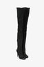 Pre-Loved Chanel™ Black Leather Texture Thigh High Boots Size 38.5