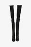Pre-Loved Chanel™ Black Leather Texture Thigh High Boots Size 38.5
