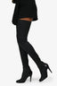 Pre-Loved Chanel™ Black Leather Texture Thigh High Boots Size 38.5