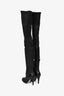 Pre-Loved Chanel™ Black Leather Texture Thigh High Boots Size 38.5