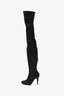 Pre-Loved Chanel™ Black Leather Texture Thigh High Boots Size 38.5
