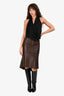 Jose Sanchez Brown Leather Stitch Detail Midi Skirt Size 4
