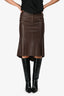 Jose Sanchez Brown Leather Stitch Detail Midi Skirt Size 4