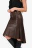 Jose Sanchez Brown Leather Stitch Detail Midi Skirt Size 4
