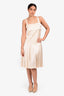 Pre-Loved Chanel™ 2005 Cream Silk Pleated Sleeveless Midi Dress Size 38