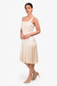 Pre-Loved Chanel™ 2005 Cream Silk Pleated Sleeveless Midi Dress Size 38