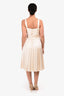 Pre-Loved Chanel™ 2005 Cream Silk Pleated Sleeveless Midi Dress Size 38