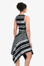 Proenza Schouler Black/White Striped Asymmetrical Midi Dress Size 4