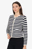 Ba&sh Black/White Gaspard Striped Knit Crewneck Cardigan Size 0