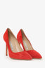 Manolo Blahnik Red Suede Pointed Toe Heels Size 37.5