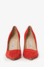 Manolo Blahnik Red Suede Pointed Toe Heels Size 37.5