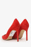 Manolo Blahnik Red Suede Pointed Toe Heels Size 37.5