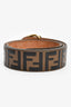 Fendi Brown Zucca Leather 'F' Buckle Belt Size 34