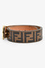 Fendi Brown Zucca Leather 'F' Buckle Belt Size 34