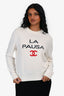 Pre-Loved Chanel™ 2019 Runway Cream Cashmere 'La Pausa CC Logo' Crewneck Sweater Size 40