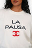 Pre-Loved Chanel™ 2019 Runway Cream Cashmere 'La Pausa CC Logo' Crewneck Sweater Size 40