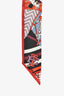Hermes Red/Blue Printed Silk Twilly