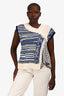 Phillip Lim Cream/Blue Wool Knit Cardigan Vest Size L