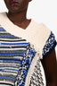 Phillip Lim Cream/Blue Wool Knit Cardigan Vest Size L