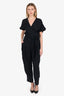 3.1 Phillip Lim Black Crepe Short Sleeve Belted Jumpsuit Size 2