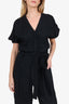 3.1 Phillip Lim Black Crepe Short Sleeve Belted Jumpsuit Size 2