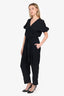 3.1 Phillip Lim Black Crepe Short Sleeve Belted Jumpsuit Size 2