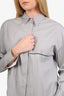 Brunello Cucinelli Grey Beaded Detail Button Down Shirt Size M