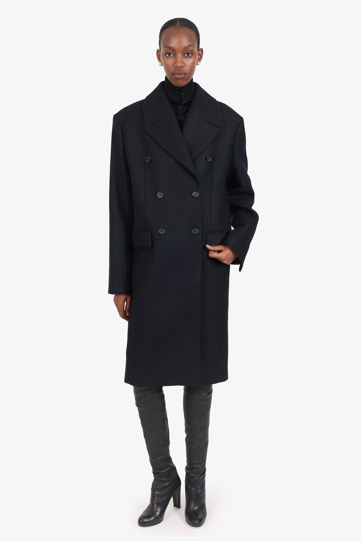 Toteme Black Wool Double Breasted Coat Size 36 – Mine & Yours