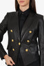 Veronica Beard Black Leather Double Breasted 'Dickey' Blazer Size 6
