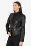 Veronica Beard Black Leather Double Breasted 'Dickey' Blazer Size 6