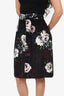 Dolce & Gabbana Velvet Black/White Floral Print Skirt Size 46