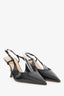 Christian Dior Black Patent Leather Tribales Pointed Sling Back Heels Size 39.5