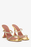 Amina Muaddi Gold Patent Leather/Crystal Strappy Heels Size 40.5