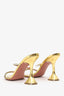 Amina Muaddi Gold Patent Leather/Crystal Strappy Heels Size 40.5