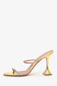 Amina Muaddi Gold Patent Leather/Crystal Strappy Heels Size 40.5